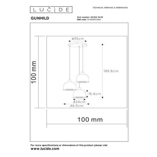 GUNHILD lampa wisząca 3xE27 Transparant 30460/13/60 Lucide - zdjęcie dodatkowe 6